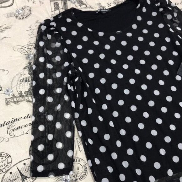Inc Polka-Dot Sheer-Sleeve Top - Picture 3 of 5